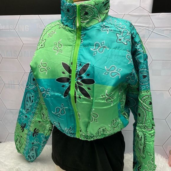 Jackets & Coats Copy Womens Quilted Lightweight Jackets Cropped Puffer Jacket Bandana Jacket